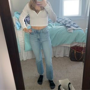 MOTHER hustler ankle fray jeans